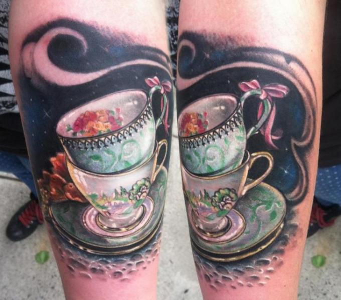 Arm Realistic Cup Tattoo by Johnny Smith Art