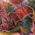 Blumen Fledermaus tattoo von Johnny Smith Art