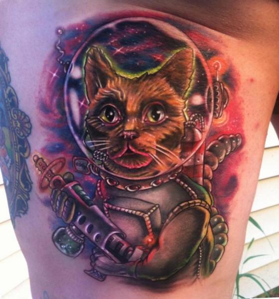 Tatuaje Fantasy Gato por Johnny Smith Art