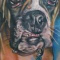 tatuaje Hombro Realista Perro por Johnny Smith Art