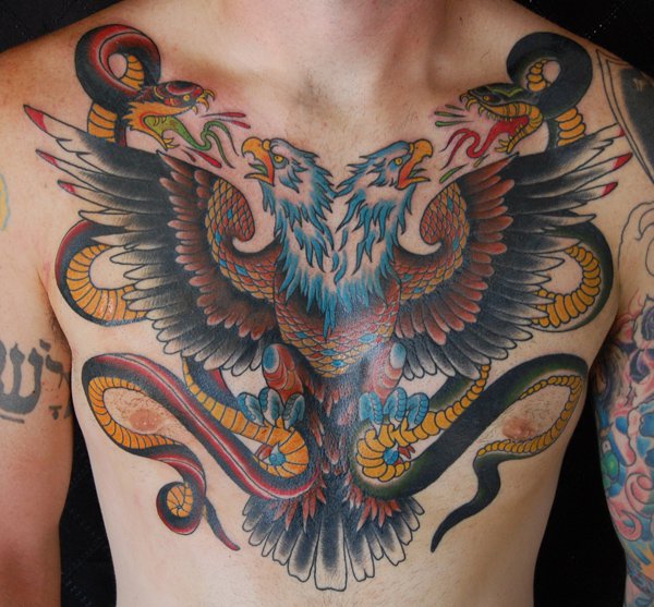 Chest Old school Snake tattoo at theYoucom