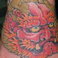 Foot Japanese Mask tattoo by Kings Avenue