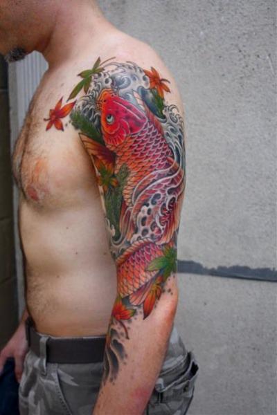 Shoulder Japanese Carp Koi Tattoo by Kings Avenue