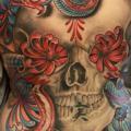 Blumen Totenkopf Rücken Drachen tattoo von Secret Sidewalk