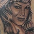 tatuaje Hombro Mujer Indio por Secret Sidewalk