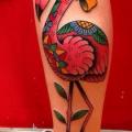 tatuaje Fantasy Pierna Flamenco por Chopstick Tattoo