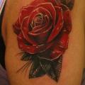 Shoulder Realistic Flower tattoo by Blancolo Tattoo