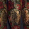 Arm Flower Galleon Ship Bottle tattoo by Antony Tattoo