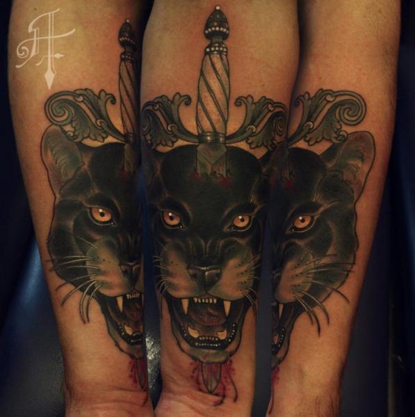 Arm Dagger Panther Tattoo by Antony Tattoo