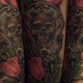 tatuaje Brazo Cráneo Espejo por Antony Tattoo