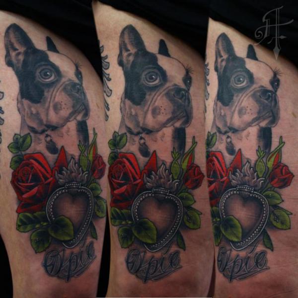 Heart Dog Tattoo by Antony Tattoo