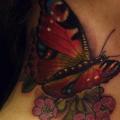 Realistic Butterfly Neck tattoo by Antony Tattoo