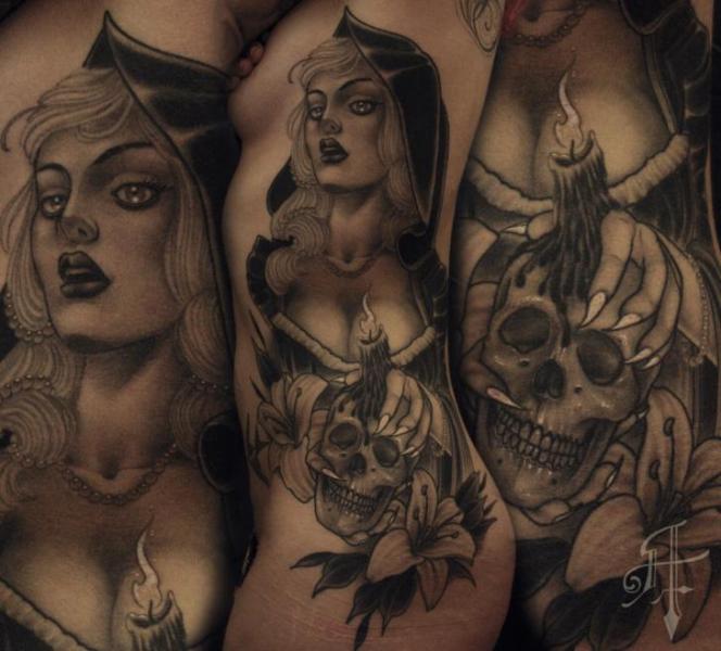 Tatuaje Lado Cráneo Mujer por Antony Tattoo