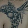 Shoulder Fantasy Flower Colibri tattoo by Black Ink Studio