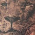 Realistic Chest Lion tattoo by Inky Joe