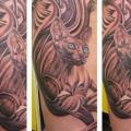 Realistische Katzen Oberschenkel tattoo von Inky Joe