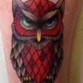Arm New School Owl tattoo by Marked For Life