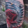 Calf Old School Shark tattoo by Marked For Life