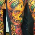 Flower Skull Scrabble Sleeve Candle tattoo by Marked For Life