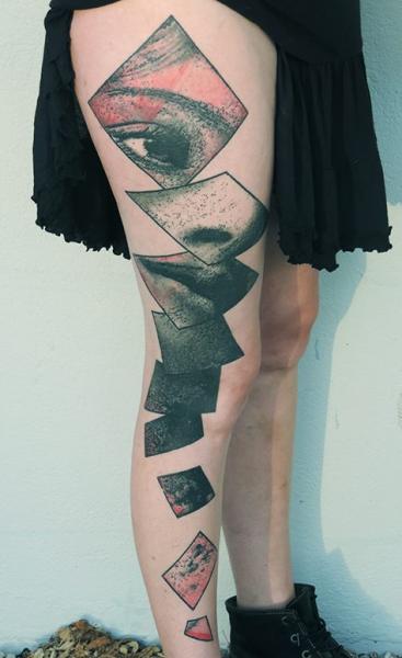 Leg Women Abstract Tattoo by Toko Lören Tattoo