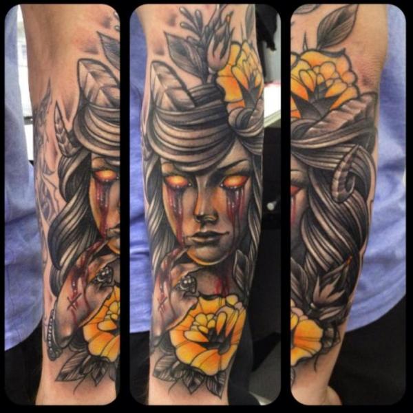Arm Flower Women Blood Tattoo by Underworld Tattoo Supplies