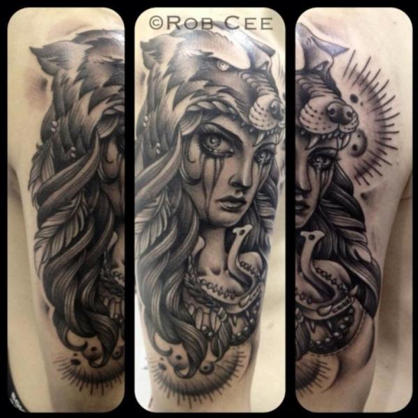 Arm Women Wolf Tattoo by Underworld Tattoo Supplies