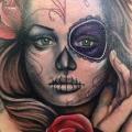 Blumen Mexikanischer Totenkopf Rücken Nacken tattoo von Underworld Tattoo Supplies