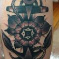 Calf Flower Anchor tattoo by Underworld Tattoo Supplies