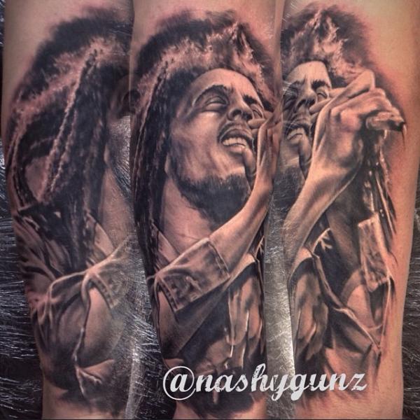 Portrait Realistic Bob Marley Tattoo by Underworld Tattoo Supplies