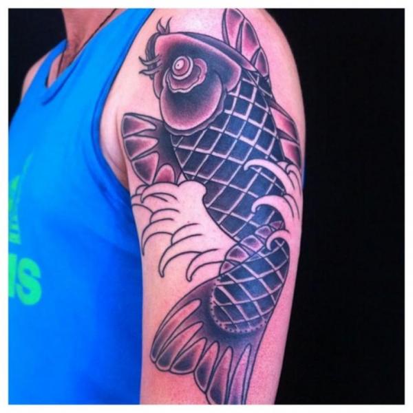 Shoulder Carp Koi Tattoo by Underworld Tattoo Supplies