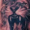 Realistic Lion Crown Thigh tattoo by Underworld Tattoo Supplies
