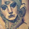 Frauen Oberschenkel Mond tattoo von Underworld Tattoo Supplies