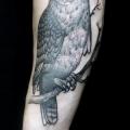 Arm Owl Dotwork tattoo by Jan Mràz