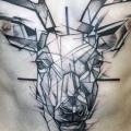 Brust Leuchtturm Bauch Reh Fonts tattoo von Jan Mràz