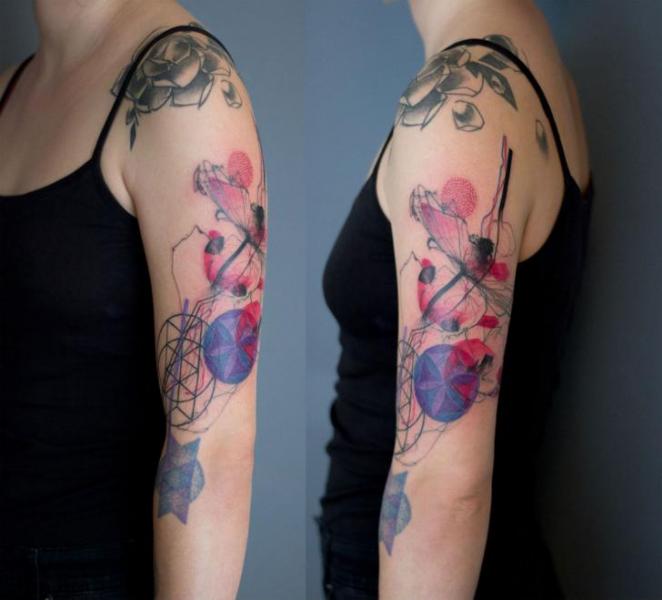 Arm Abstract Water Color Tattoo by Dead Romanoff Tattoo