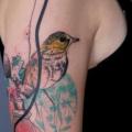 tatuaje Brazo Pájaro Acuarela por Dead Romanoff Tattoo