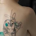 Rücken Eulen Abstrakt tattoo von Dead Romanoff Tattoo