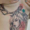 tatuaje Mujer Vientre Abstracto por Dead Romanoff Tattoo