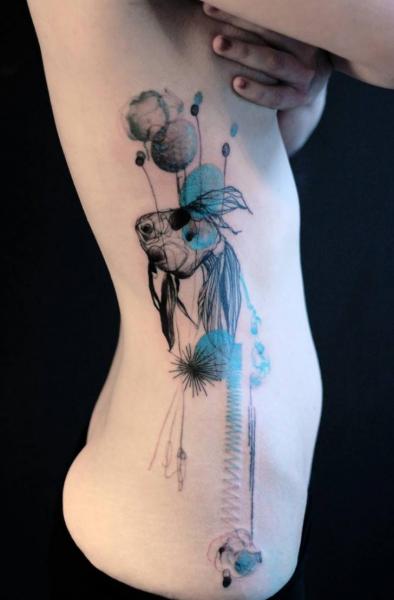 Side Fish Abstract Tattoo by Dead Romanoff Tattoo