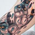 Arm Hand Head Abstract tattoo by Piranha Tattoo Studio
