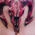 Totenkopf Bauch 3d tattoo von Piranha Tattoo Studio