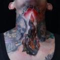 New School Nacken Kerze tattoo von Piranha Tattoo Studio
