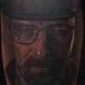 tatuaje Brazo Retrato Realista Walter White Heisenberg por Fredy Tattoo