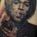 tatuaje Hombro Retrato Realista Jimi Hendrix por Fredy Tattoo