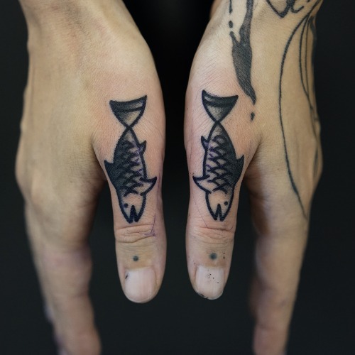 Finger Fish Tattoo by Philip Yarnell