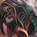 tatuaje Old School Cabeza Muerte por Philip Yarnell