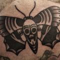 Old School Head Moth tattoo by Philip Yarnell