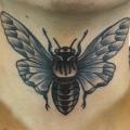 Old School Neck Moth tattoo by Philip Yarnell