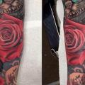 Arm Fantasy Flower Cat tattoo by Pete the Thief