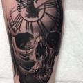 Arm Clock Skull tattoo by Pete the Thief